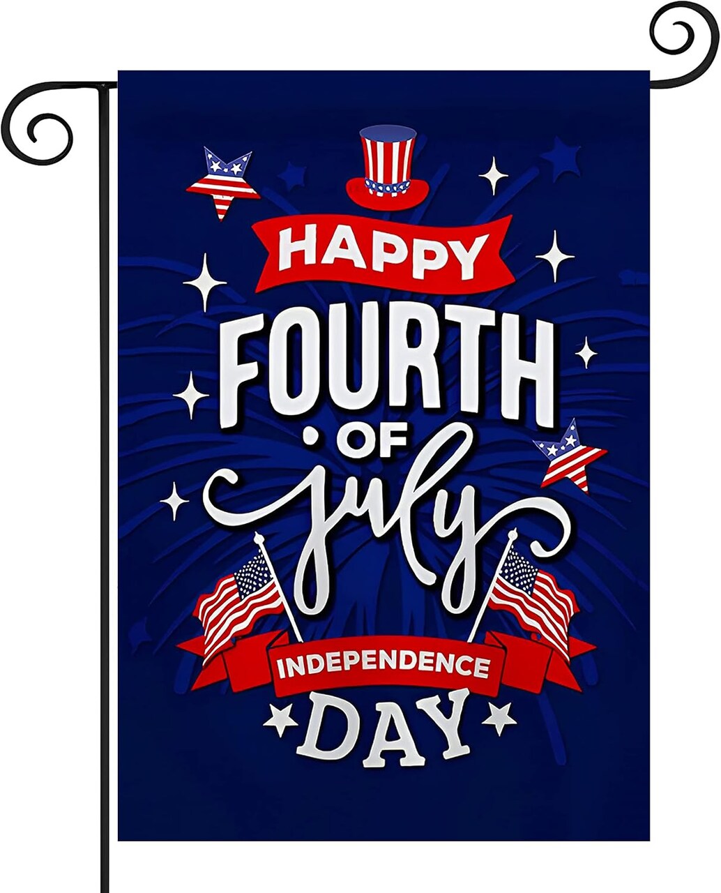 July 4th Garden Flag, Patriotic Memorial Independence Day Flag, Double Sided Yard Flag 12x18 Inch for Home Decor Outdoor Decorations (July4th-04)